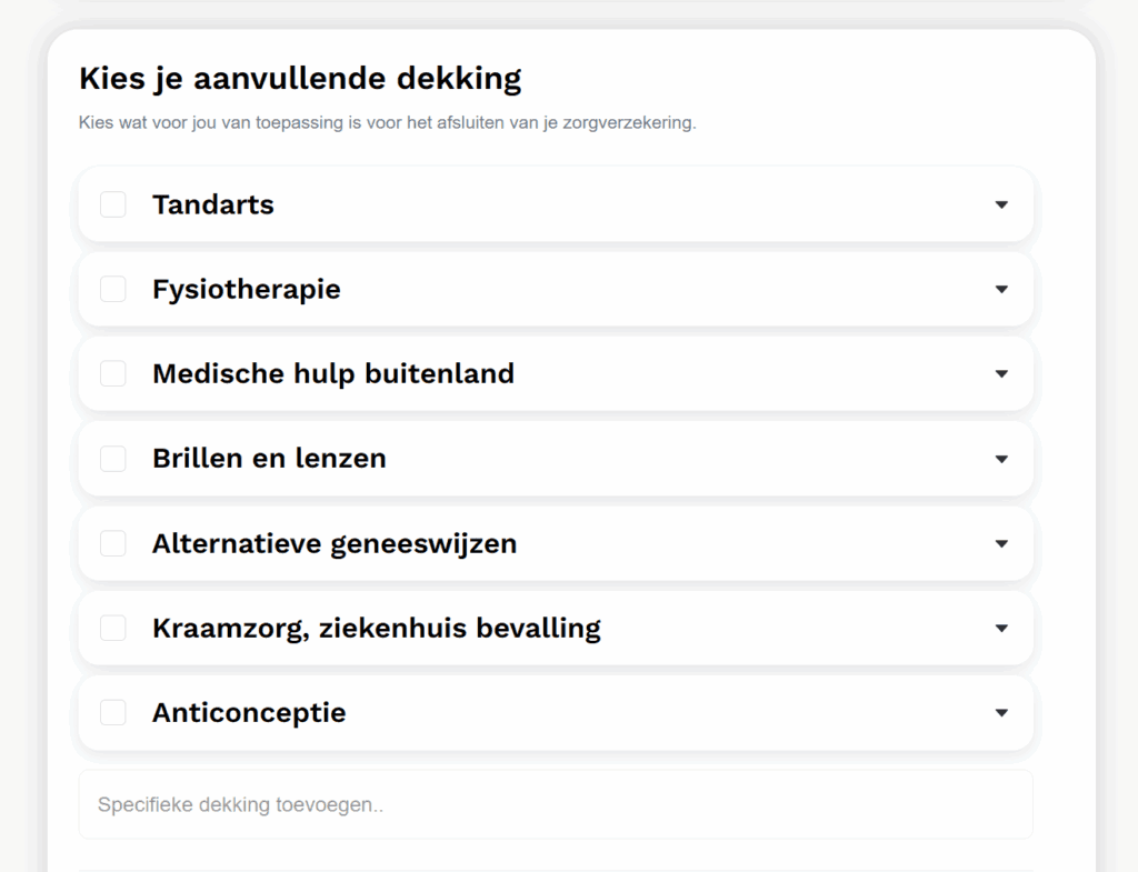 zorgverzekering vergelijken - aanvullende zorg